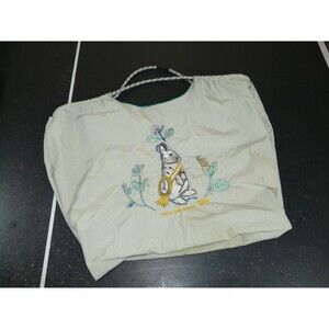 Ball & Chain Rabbit Embroidered Reusable Tote Bag From Japan 16" x 12 " - FLAWED